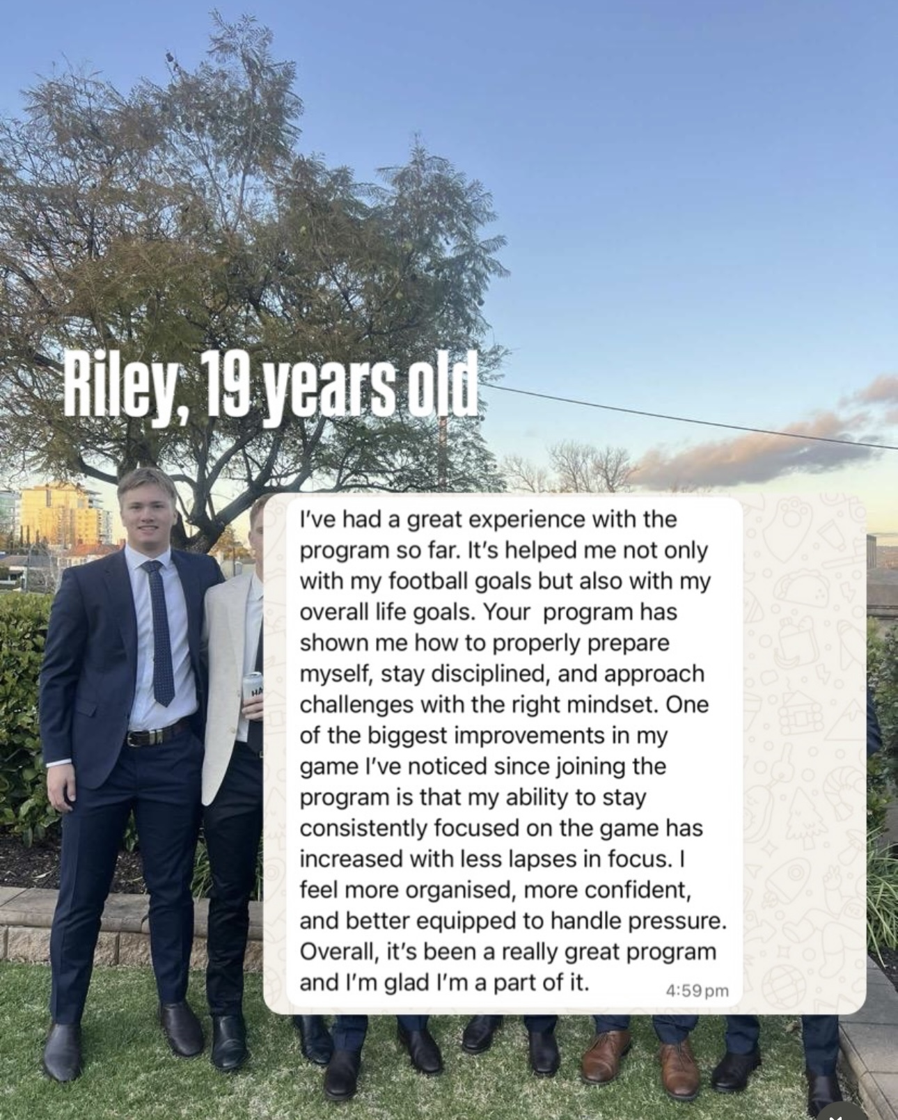 Testimonial from Riley, 19